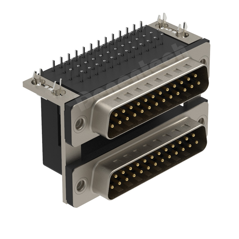 Denentech high quality D-SUB dual port DR 25P male to 25P male d-sub connector double pcb d-sub connector