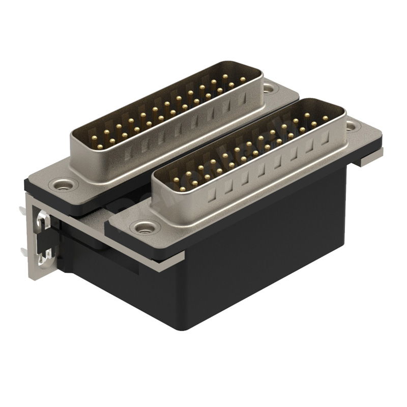 Denentech high quality D-SUB dual port DR 25P male to 25P male d-sub connector double pcb d-sub connector