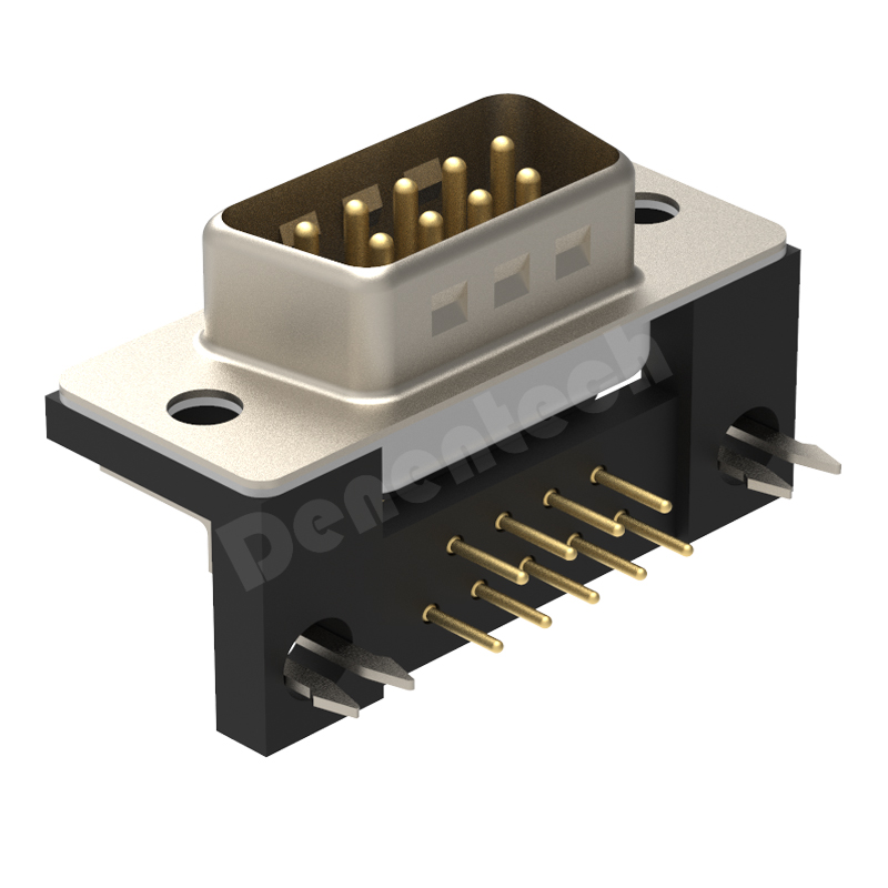 Denentech gold plating DR 9P male footprint right angle d-sub 9pin connector individual d-sub connectors  with bracket 