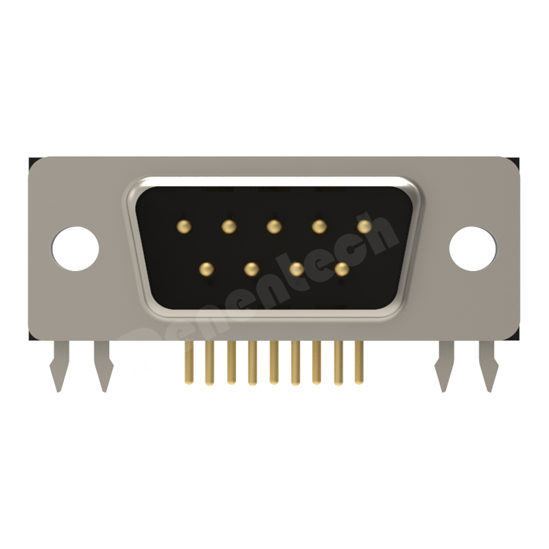 Denentech gold plating DR 9P male footprint right angle d-sub 9pin connector individual d-sub connectors  with bracket 