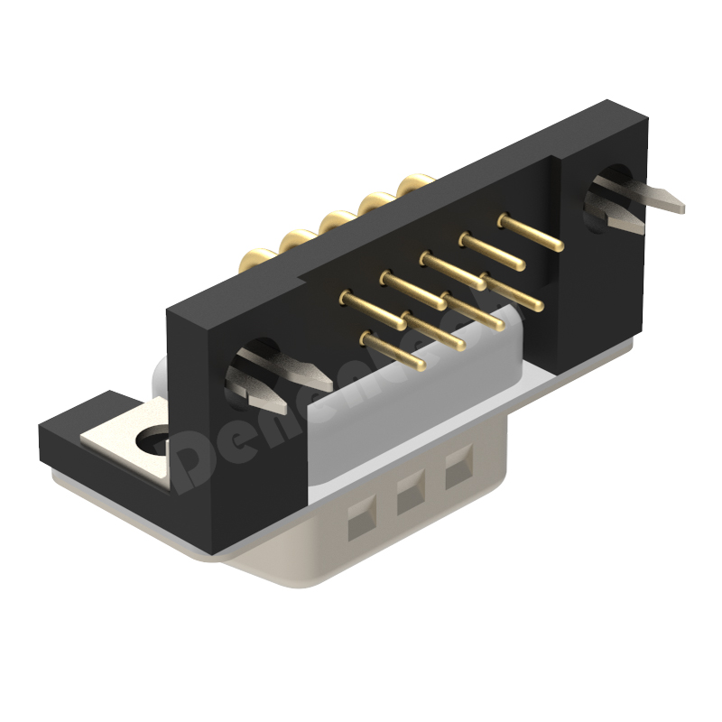 Denentech gold plating DR 9P male footprint right angle d-sub 9pin connector individual d-sub connectors  with bracket 