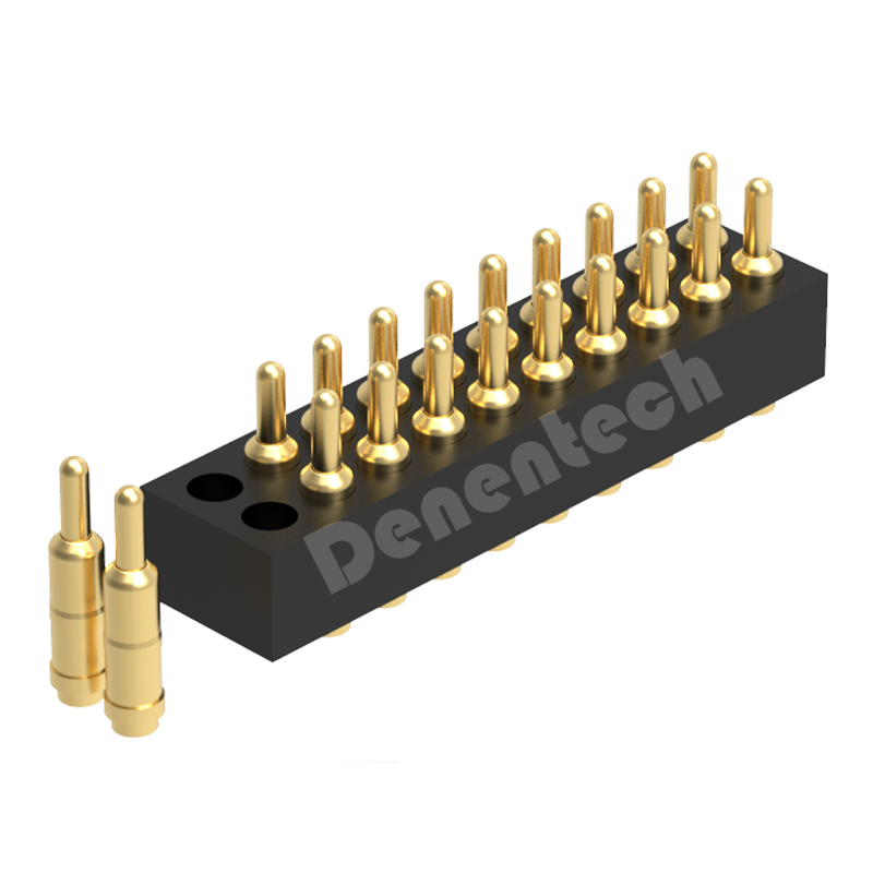 Denentech professional factory 1.27MM pogo pin H2.0MM dual row male straight SMT spring pogo pin