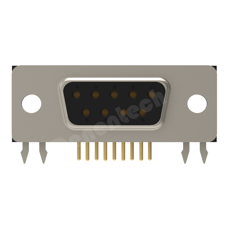 Denentech high quality DR 9P female footprint right angle d-sub 9pin connector individual d-sub connectors with bracket