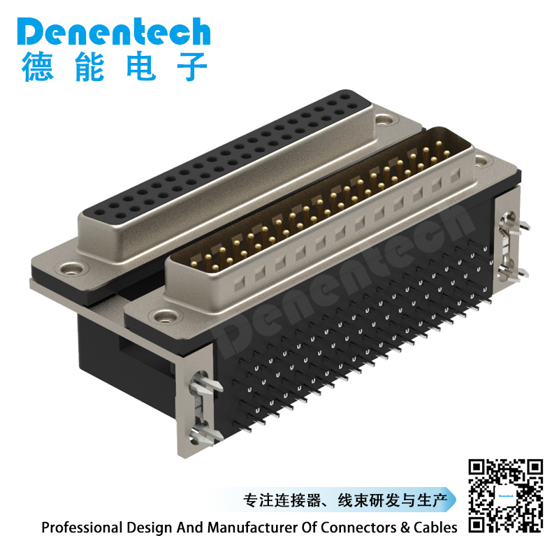 Denentech D-SUB dual port DR 37P female to 37P male d-sub 37pin double connectors waterproof pcb d-sub connector