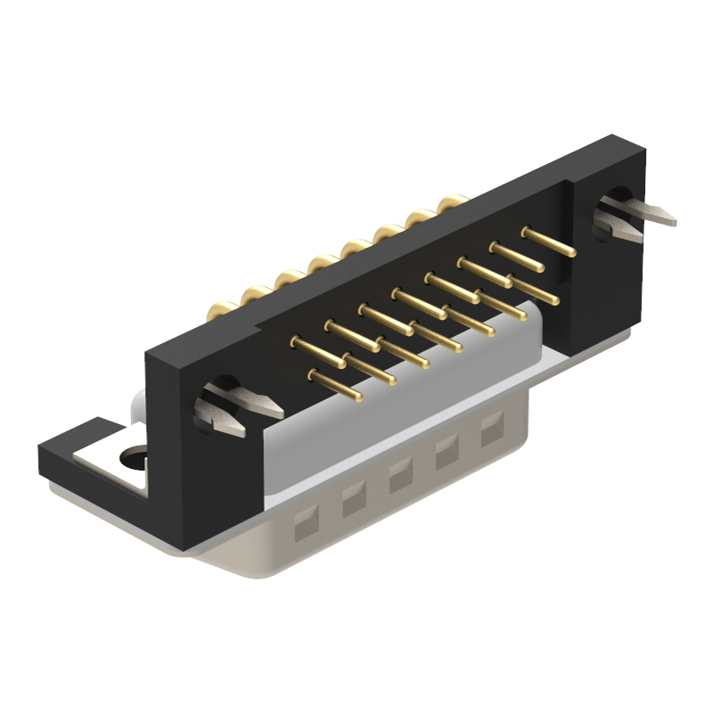 Denentech High quality gold plated DR 15P male footprint right angle d-sub 15 pin connector d-sub connectors with bracket 