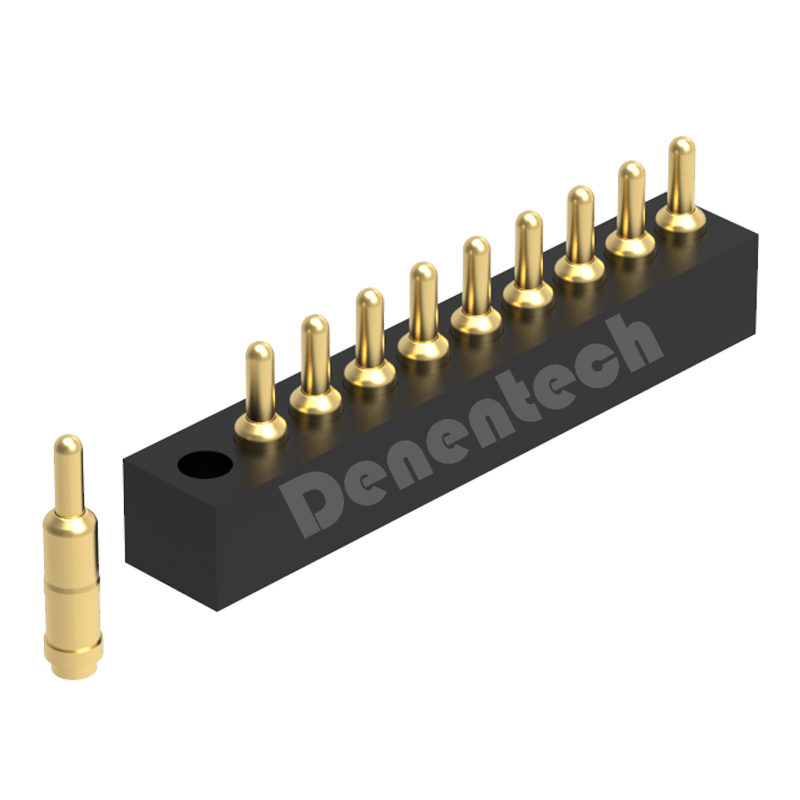 Denentech high quality 1.27MM pogo pin H2.0MM single row male straight SMT pogo pin housing