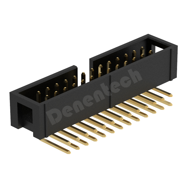 Denentech hot selling 2.54MM H8.9MM dual row right angle DIP box header