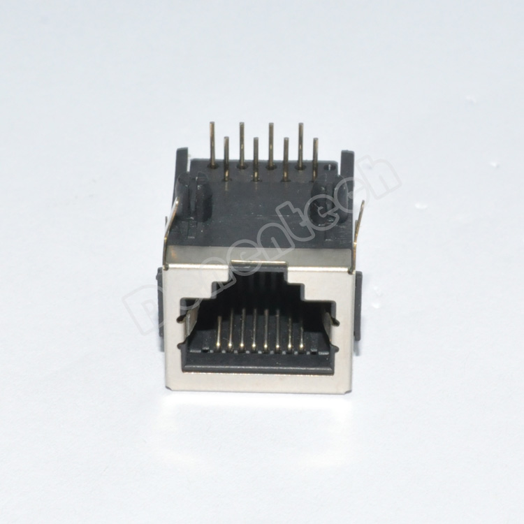 Denentech网口接口10P8C H13.10 90度插板18.0长RJ45连接器