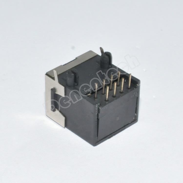 Denentech网口接口10P8C H13.10 90度插板18.0长RJ45连接器