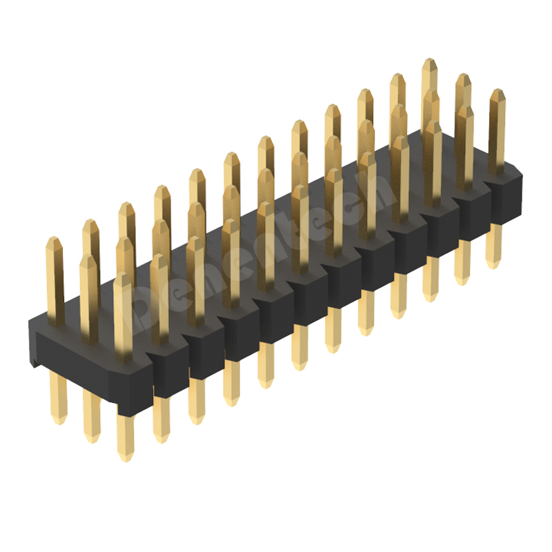 Denentech 2.0mm pin header gold plated 15P 30P 36P triple row straight DIP pin header connector