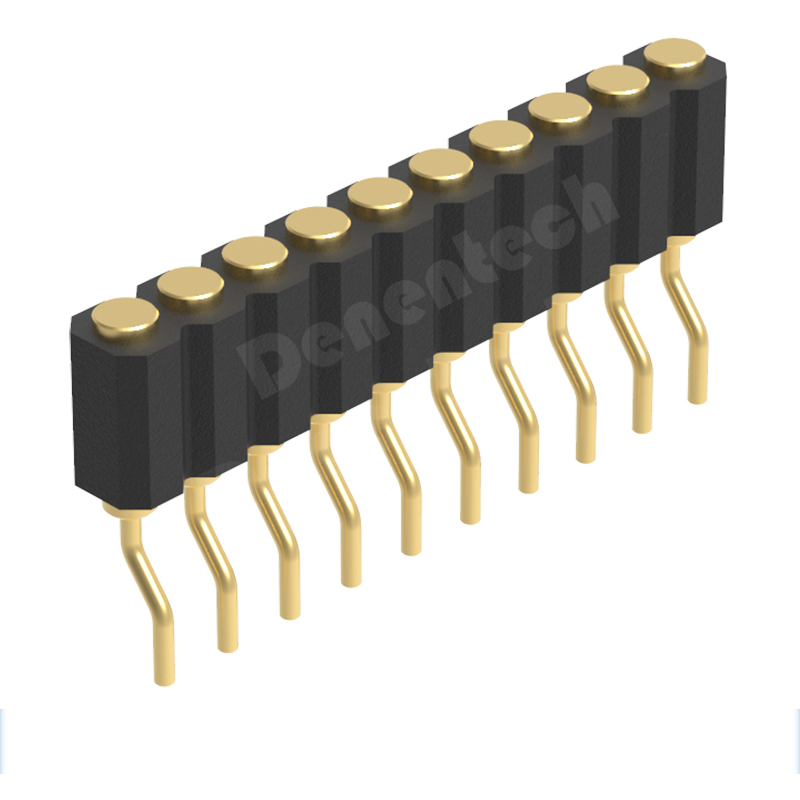 Denentech好质量2.00MM弹簧针 POGO PIN H4.0单排母座90度平面帯柱