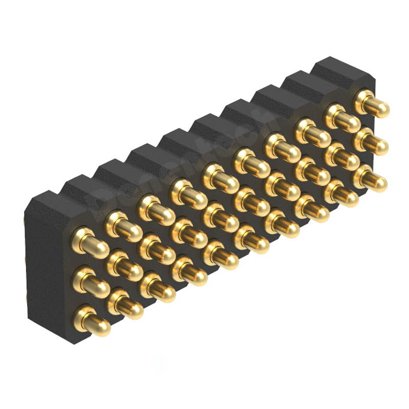 Denentech gold plated 2.0MM H2.5MM triple row male straight SMT pogo pin connector 