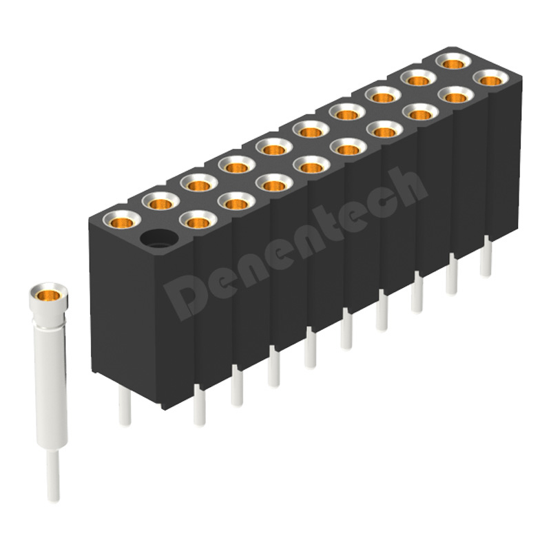 Denentech hot sale 2.54MM machined female header H8.50xW5.08 dual row straight female socket