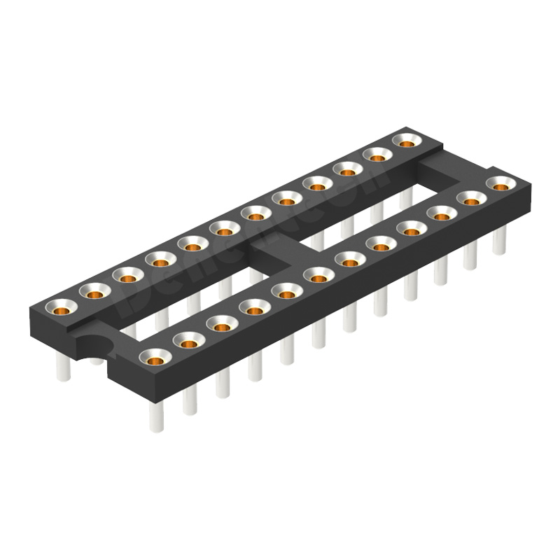 Denentech professional factory 2.54MM machined IC socket H1.9MM L4.82MM dual row straight round hole IC socket