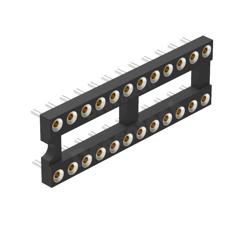 Denentech professional factory 2.54MM machined IC socket H1.9MM L4.82MM dual row straight round hole IC socket