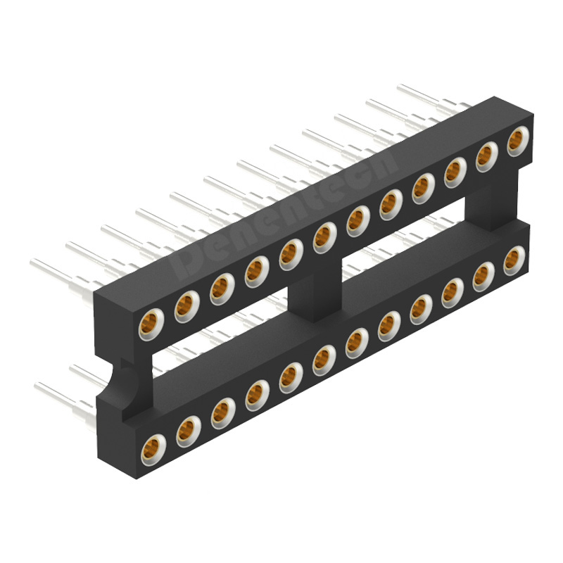 Denentech high quality 2.54MM machined IC socket H3.0MM  L7.43MM dual row machined pin female header 