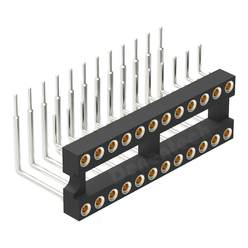 Denentech best quality 2.54MM IC socket H3.0MM dual row right angle  IC socket