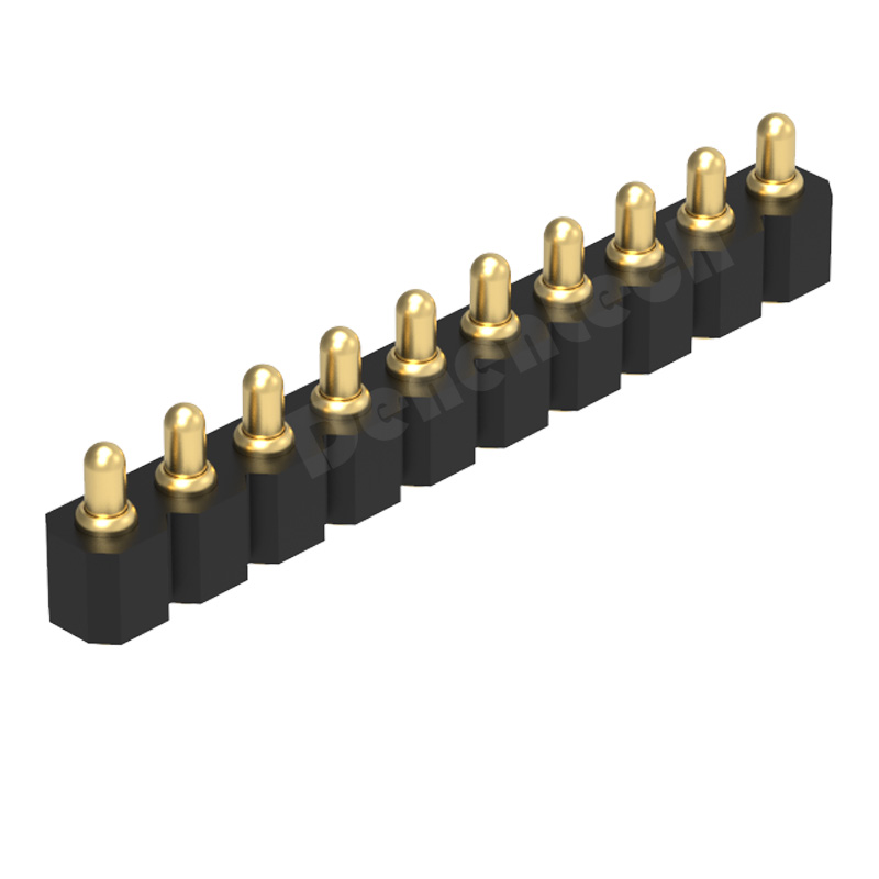 Denentech 2.54MM pogo pin H2.5MM single row male straight SMT pogo pin connector 