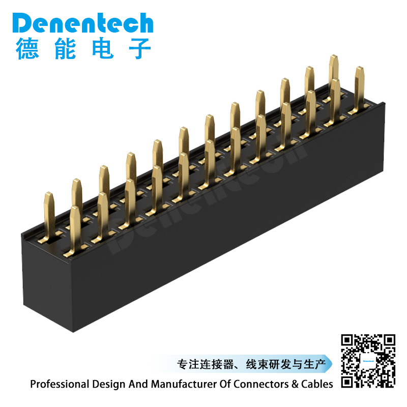 Denentech promotional 2.54MM female header H5.7MM dual row straight gold plated female header