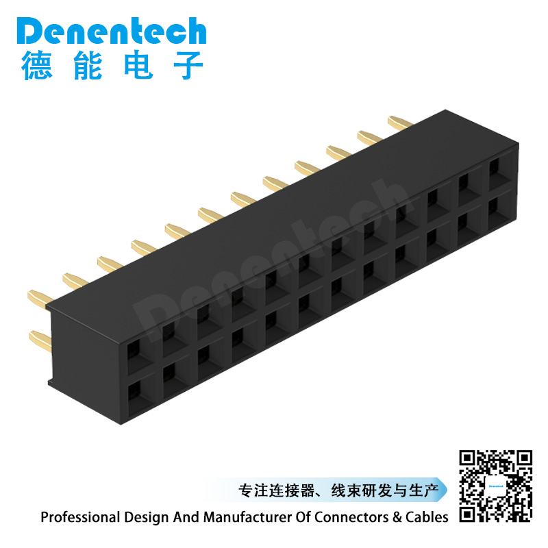 Denentech promotional 2.54MM female header H5.7MM dual row straight gold plated female header