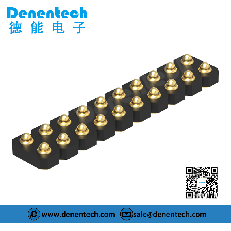 Denentech 2.54MM pogo pin H1.27MM dual row male straight SMT spring loaded pogo pin connector 