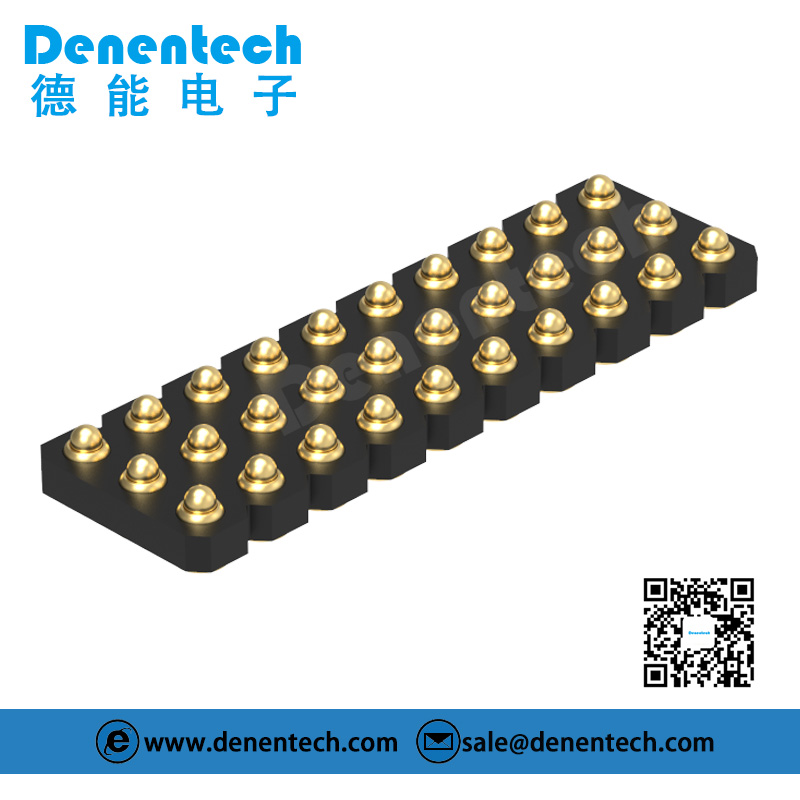 Denentech 2.54MM pogo pin H1.27MM triple row male straight SMT spring loaded pogo pin connector