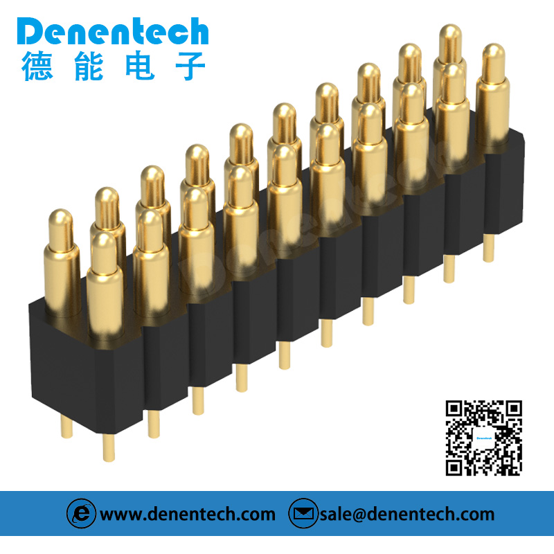 Denentech 2.54MM pogo pin H4.0MM dual row male straight spring loaded test probe pogo pin connector