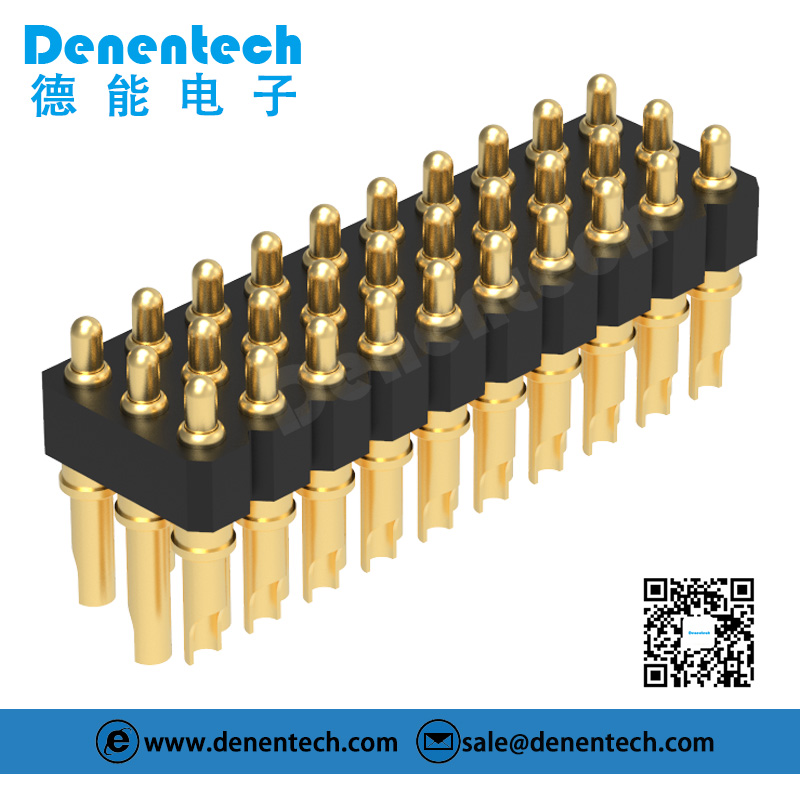 Denentech 2.54MM pogo pin H2.5MM solder triple row male spring test probe pogo pin connector