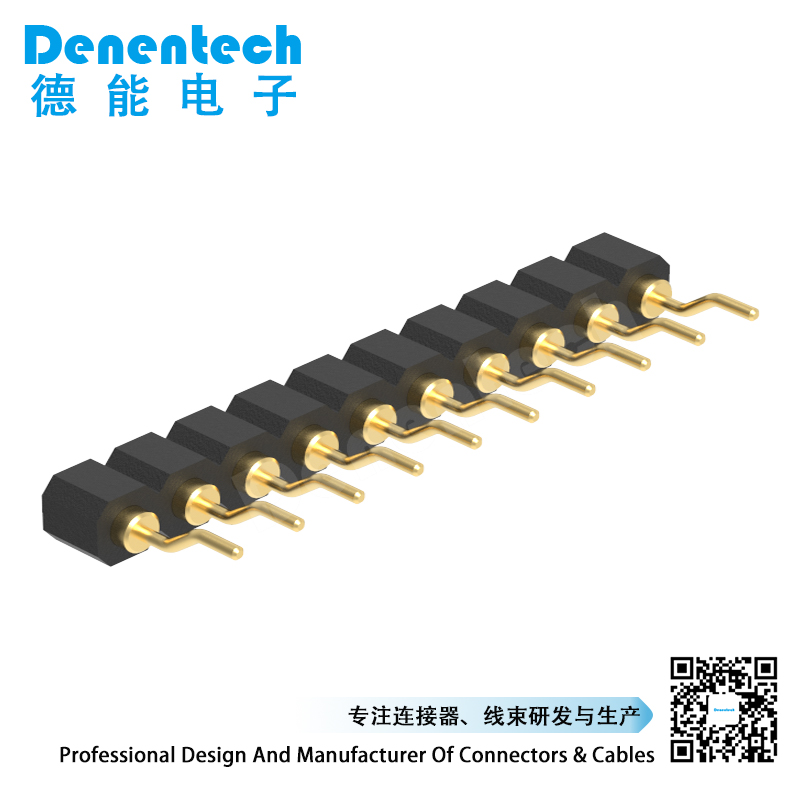 Denentech 2.54MM pogo pin H2.5MM single row female right angle SMT spring test probe smt pogo pin connector for sale