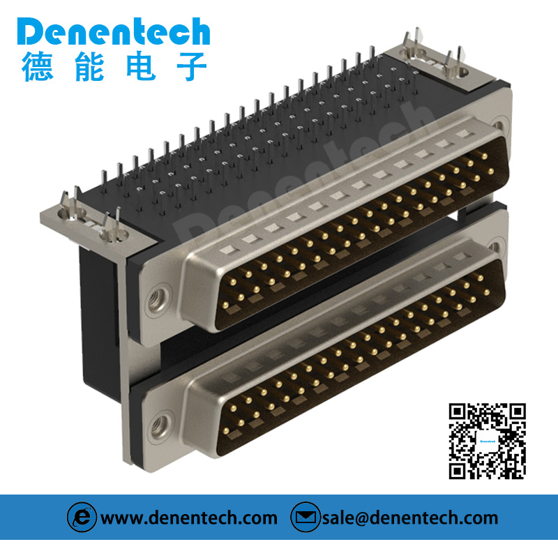 Denentech high quality D-SUB dual port DR 37P male to 37P male d-sub 37pin connectors double waterproof d-sub pcb connector 