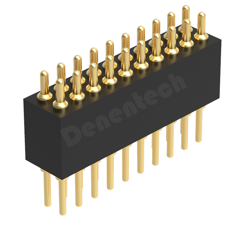 Denentech good quality 1.27MM pogo pin H4.0MM dual row male straight test pogo pin 