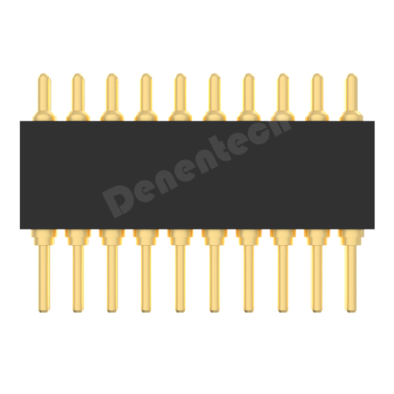 Denentech good quality 1.27MM pogo pin H4.0MM dual row male straight test pogo pin 