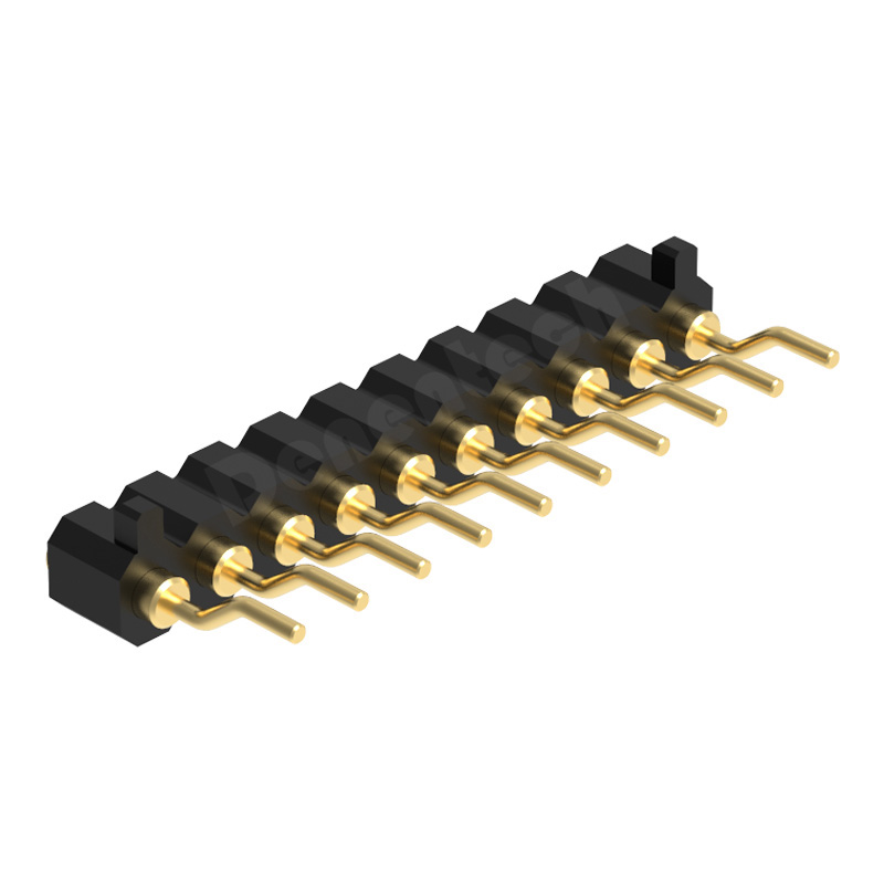 Denentech 工厂直销2.00MM弹簧针H2.5单排母座90度SMT凹面带柱