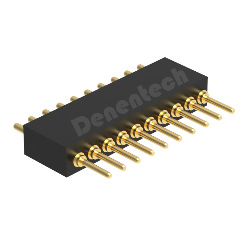 Denentech promotional 1.27MM pogo pin H4.0MM single row male straight pogo pin gold plated connector 