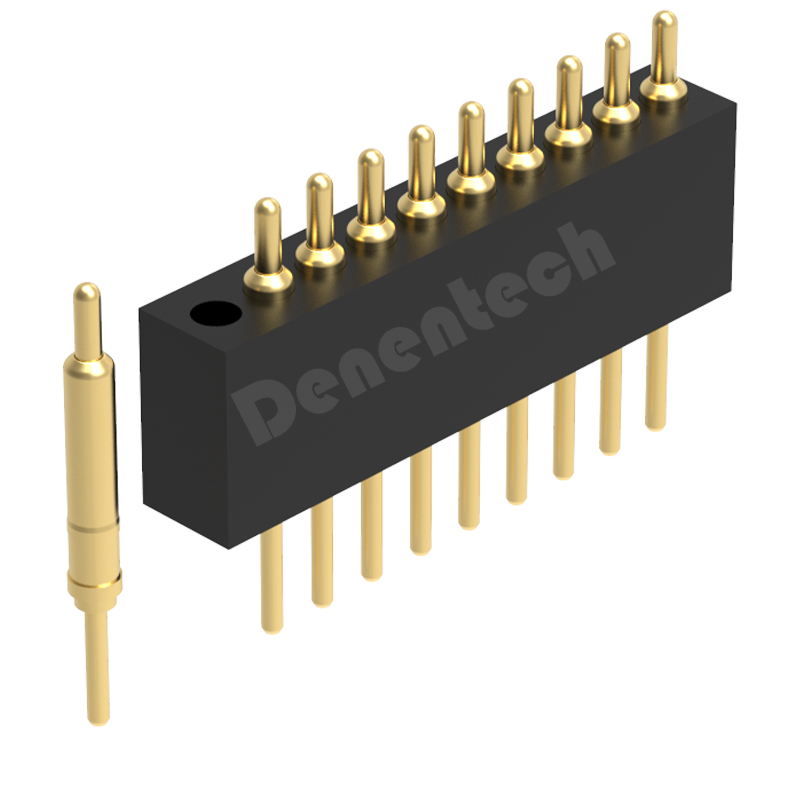 Denentech promotional 1.27MM pogo pin H4.0MM single row male straight pogo pin gold plated connector 