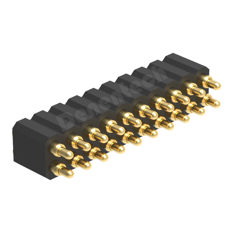 Denentech high power 2.0MM H4.0MM dual row male straight SMT pogo pin connector 