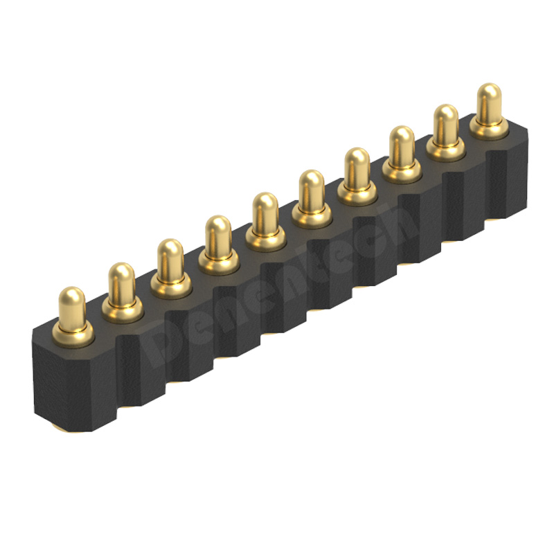 Denentech 2.0MM pitch  pogo pin H2.5MM single row male straight SMT connector 