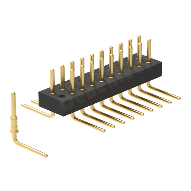 Denentech high quality 1.27MM machined pin header H1.90xW3.25 dual row straight SMT gold machined pin header