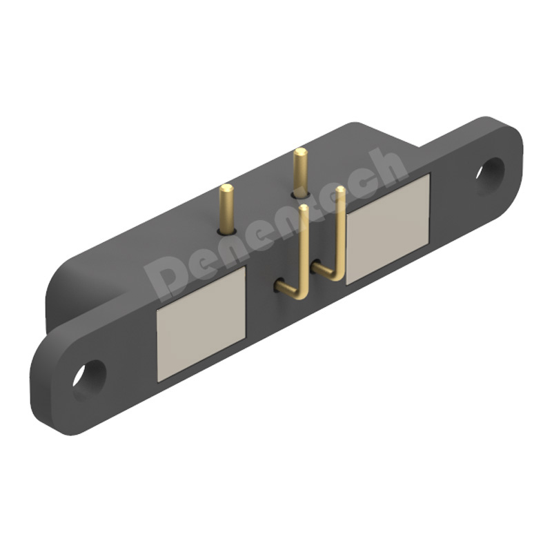 Denentech good quality factory directly Rectangular magnetic pogo pin 2P right angle female blind suction magnet connector