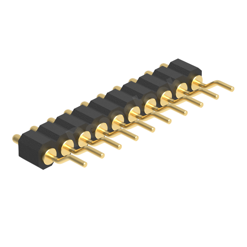 Denentech factory sales 2.0mm pitch H2.5mm single row male right angle SMT pogo pin connector