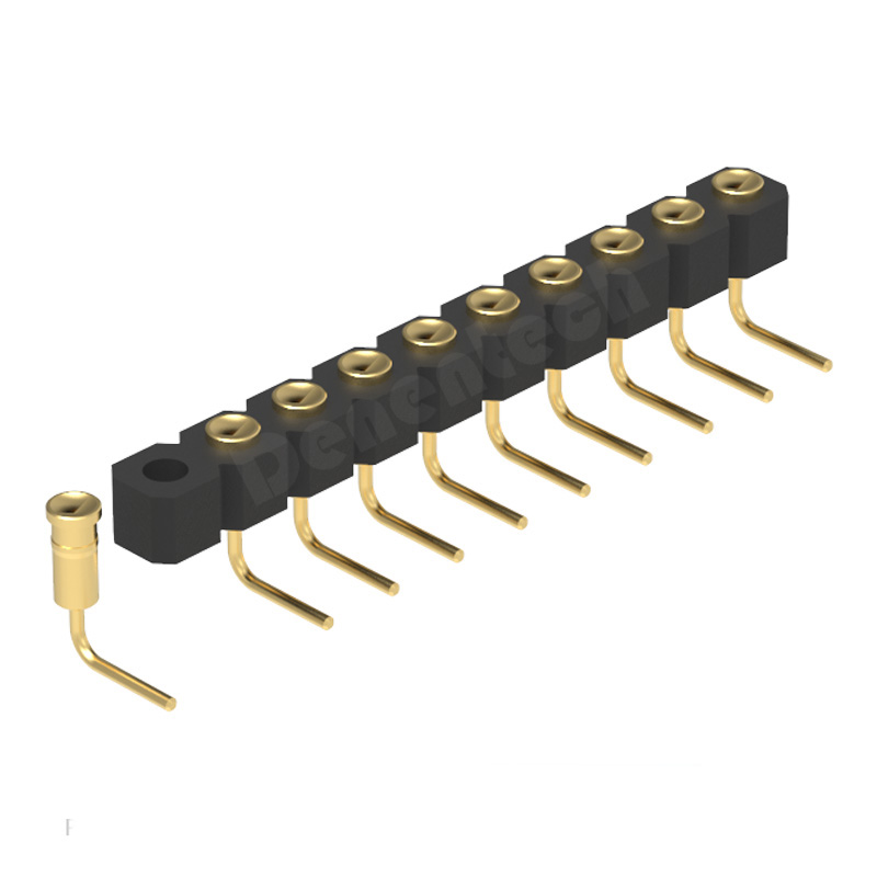 Denentech factory outlet 3.0MM H2.5MM single row female right angle DIP concave pogo pin