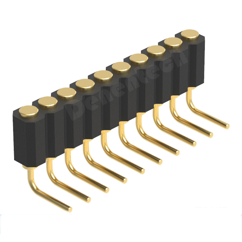 Denentech high quality 2.00MM pogo pin H4.0MM single row female right angle pogo pin connector 