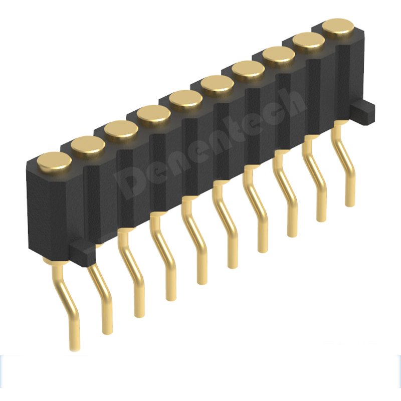 Denentech 高质量2.00MM弹簧针H4.0单排母座90度SMT平面帯柱