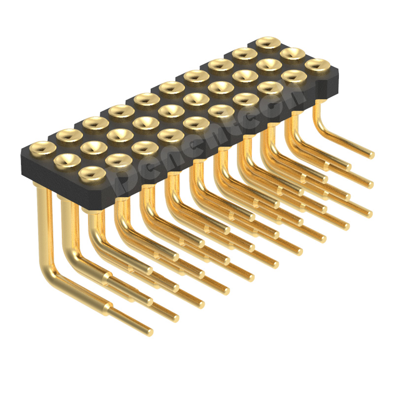 Denentech2.00MM弹簧针H1.27三排母座90度凹面