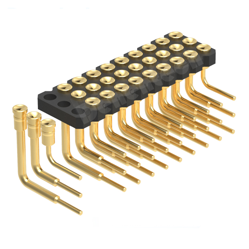 Denentech2.00MM弹簧针H1.27三排母座90度凹面
