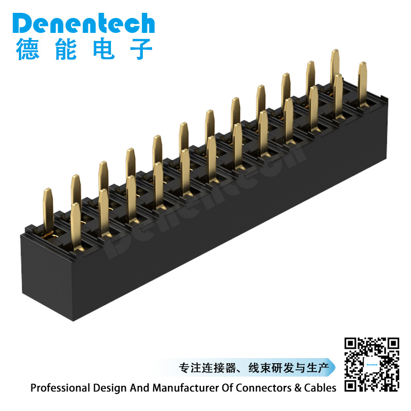 Denentech high quality 2.54MM female header H5.0MM dual row straight DIP female header connector 