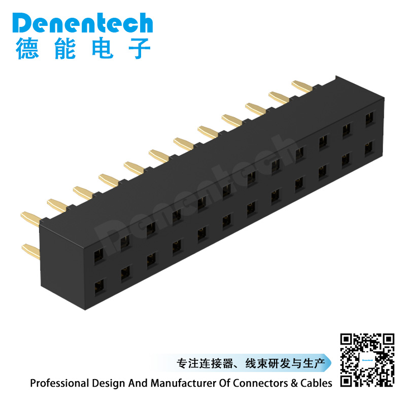 Denentech high quality 2.54MM female header H5.0MM dual row straight DIP female header connector 