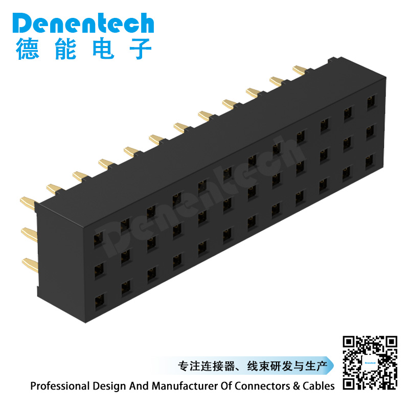 Denentech customized 2.54MM female header H5.0MM triple row straight DIP female connector 