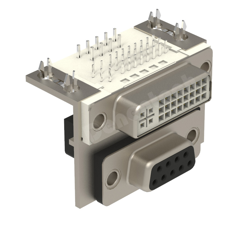 Denentech Hot selling D-SUB dual port 9P female to DVI24+5 d-sub connector double d-sub connectors