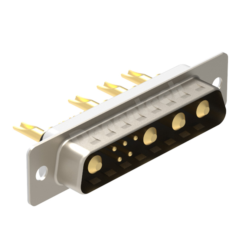 Denentech Solid pin gold-plated D-sub 9W4 high power DB connector male solder high power connector d-sub connector